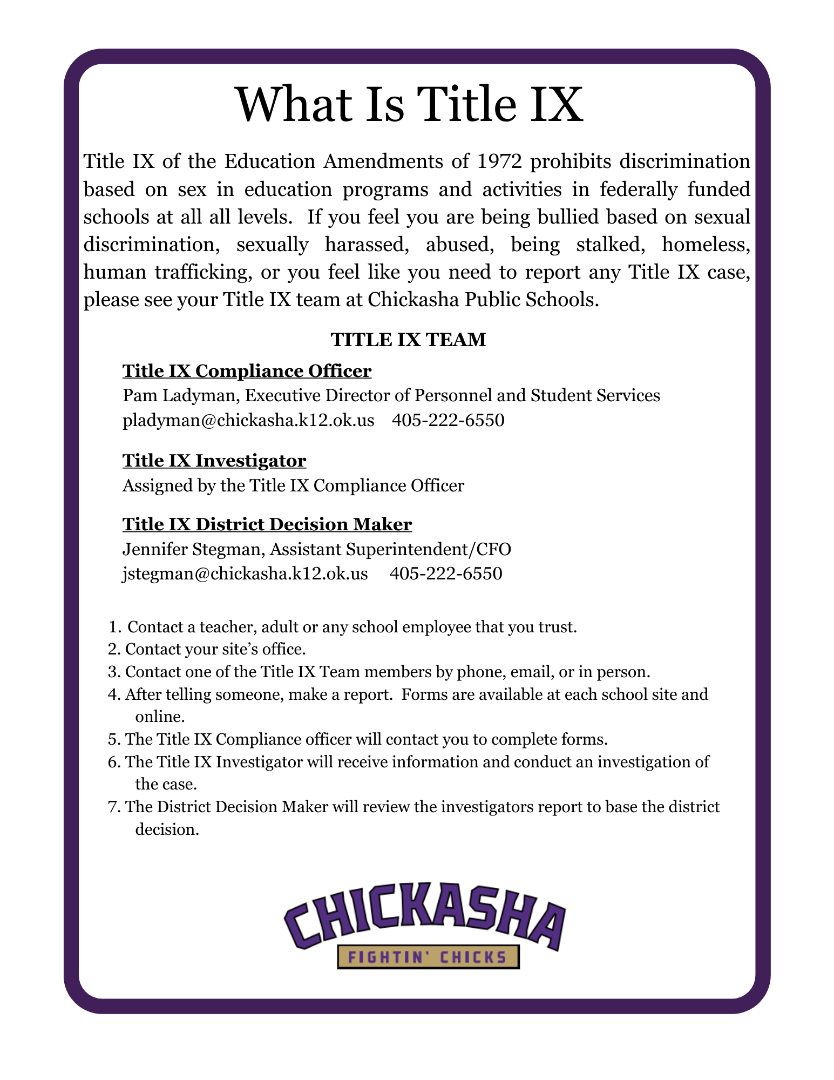 Chickasha Public Schools - Title IX - Chickasha